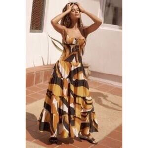 Anthropologie Abstract Geometric Maxi Dress